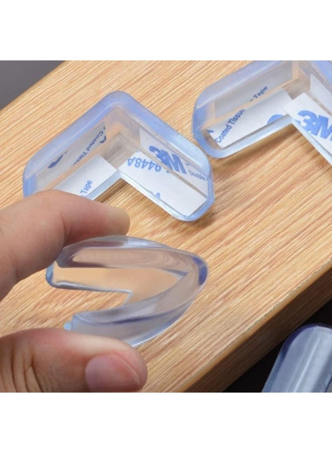 واقيات زوايا سيليكون شفافة لسلامة الأطفال - عبوة من 4 قطع على شكل حرف L، ذاتية اللصق ومقاومة للصدمات، مناسبة للطاولات والأدراج وحواف الأثاث. - Image 4